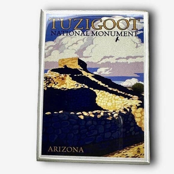 Stylized Scenic View Tuzigoot National Monument Arizona Refrigerator Magnet EUC - Picture 1 of 6